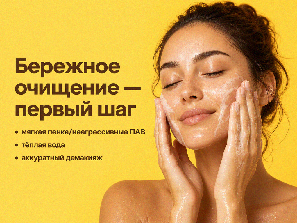 Бережное мягкое очищение лица — первый шаг против обезвоживания